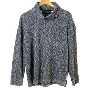 Woolly‎ Threads Blue 1/4 Zip Pull Over Textured Terry Collegiate Sweater Large